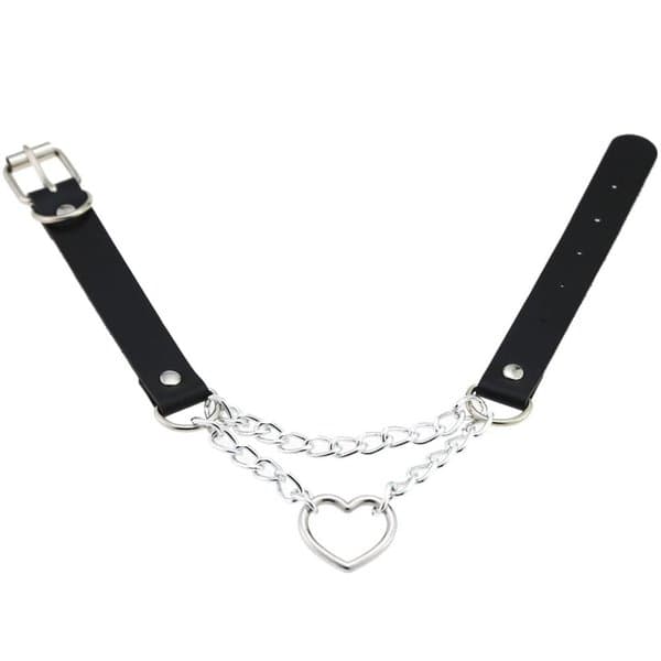 Choker - Heart - Chain - Black