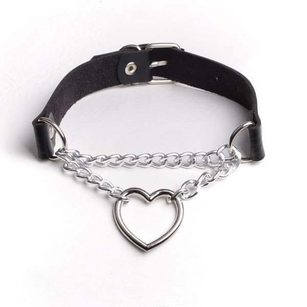 Choker - Heart - Chain - Black