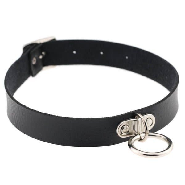 Choker O RING Collar O-ring SVART Halsband Goth Harness