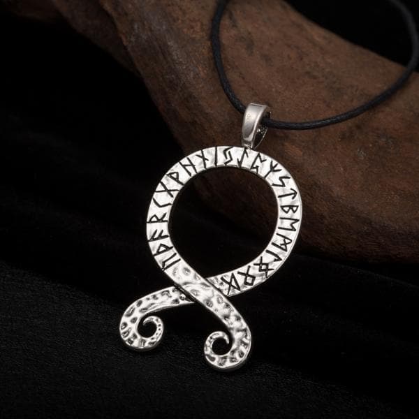 Necklace - Troll Cross - Runes - Norse Mythology - Cord