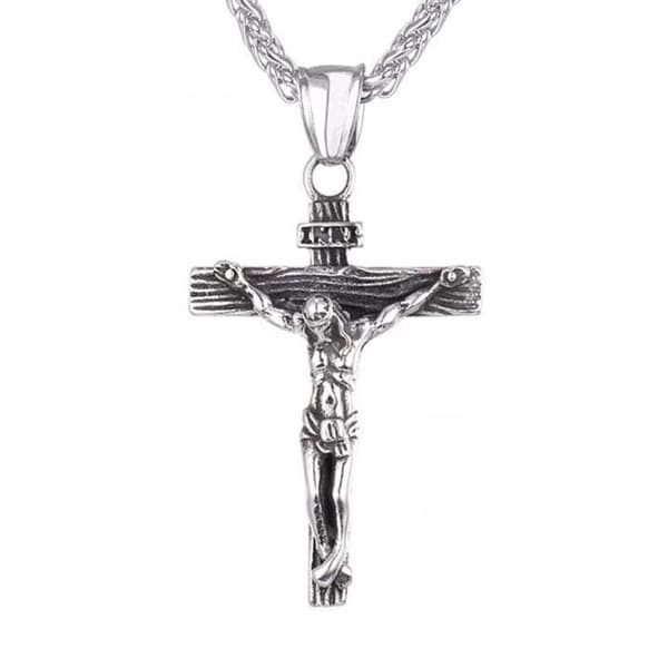 Jesus på Kors Halsband Kedja Silver