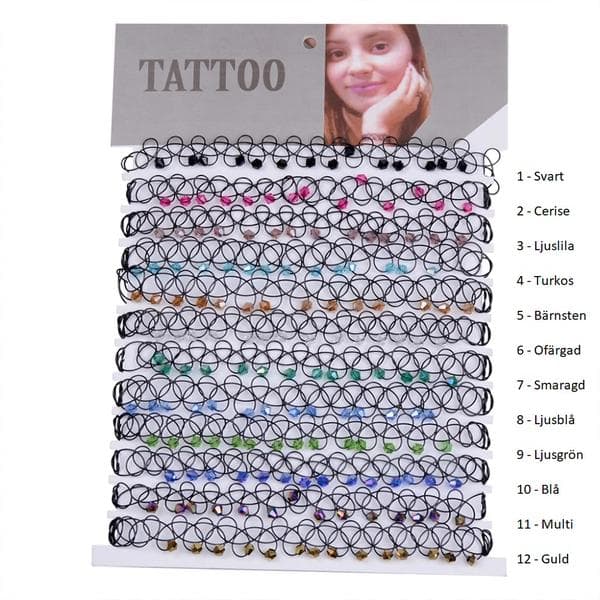 Choker - Tattoo - Bead - Choose your colour Blå