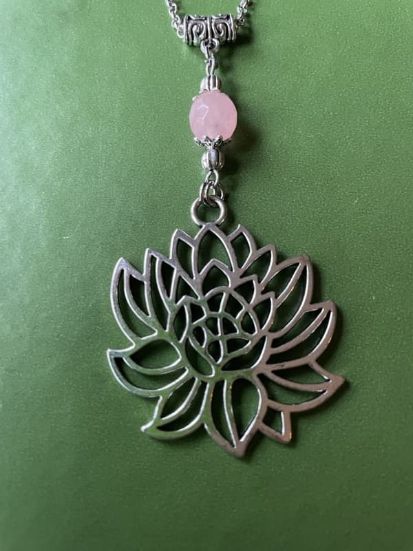 Halsband Lotusblomma Mandala Rosa Agat Buddhism Spiritism Blomma