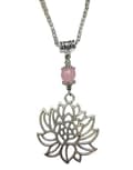 Miniatyrbild 1 av 3: Halsband Lotusblomma Mandala Rosa Agat Buddhism Spiritism Blomma