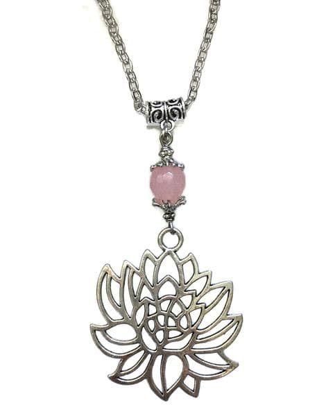 Halsband Lotusblomma Mandala Rosa Agat Buddhism Spiritism Blomma