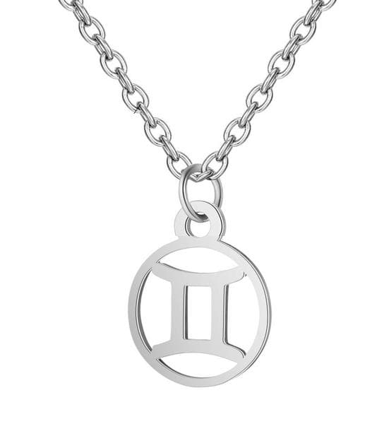 Halsband Stjärntecken TVILLINGARNA Zodiak Gemini Rostfritt Stål