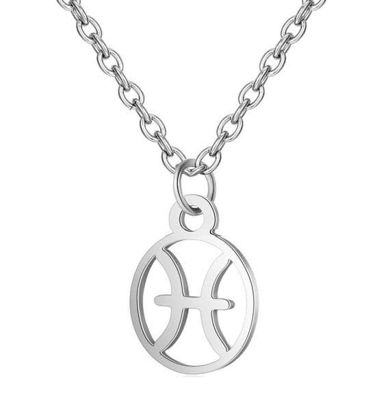 Halsband Stjärntecken FISKARNA Zodiak Pisces Rostfritt Stål