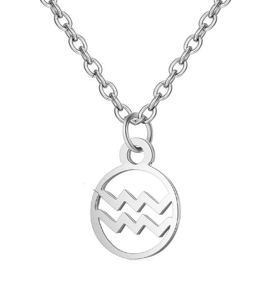 Halsband Stjärntecken VATTUMANNEN Zodiak Aquarius Rostfritt Stål