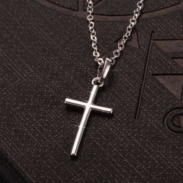 Silver Kors Halsband med Tunn Silverkedja