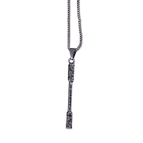 Halsband Mönstrad Stav Cylinder med Boxkedja Silver