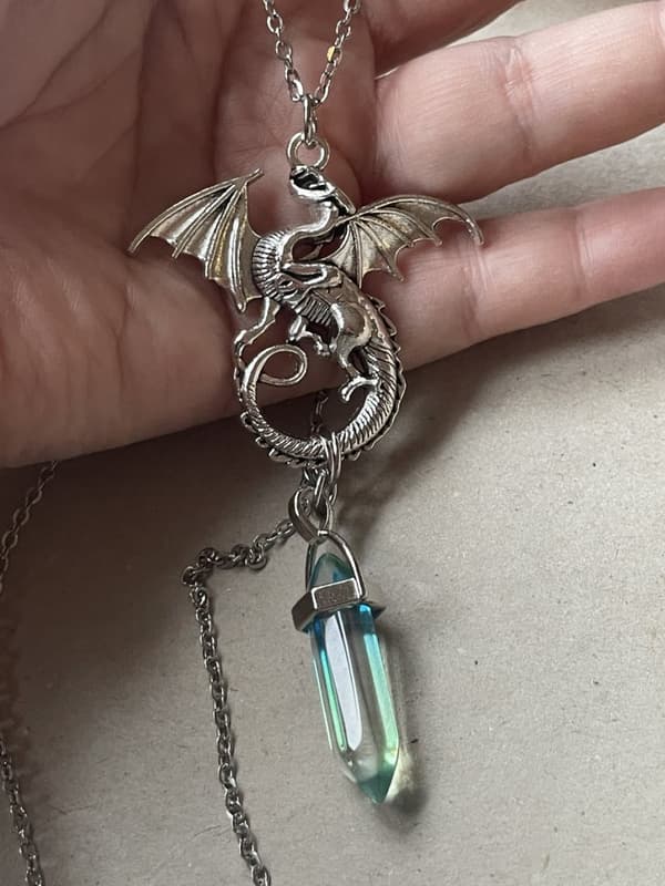 Necklace - Dragon - Pendant - Green/Yellow