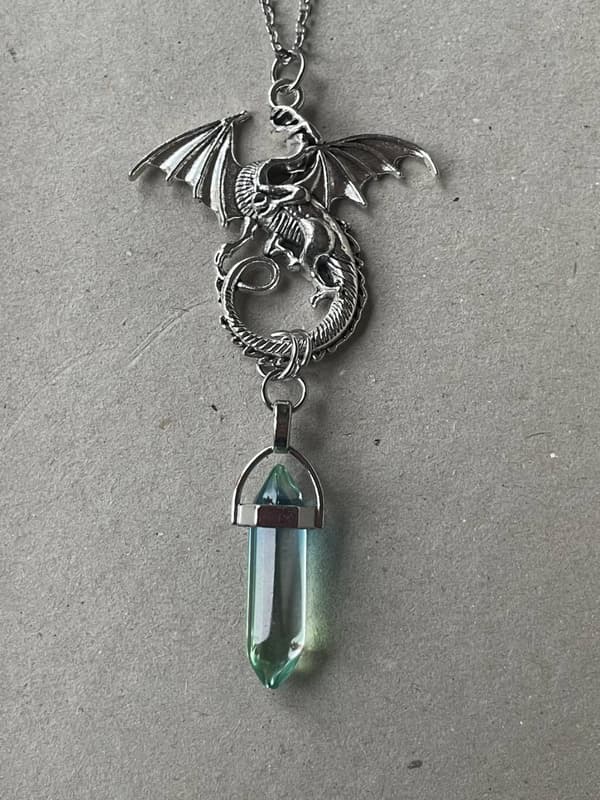 Necklace - Dragon - Pendant - Green/Yellow