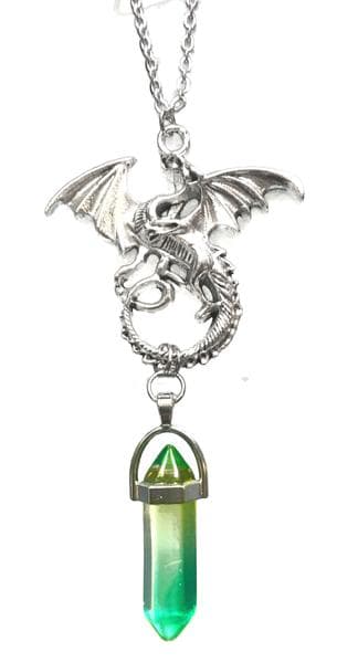 Necklace - Dragon - Pendant - Green/Yellow