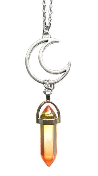 Necklace - Crescent Moon - Pendant - Yellow/Orange