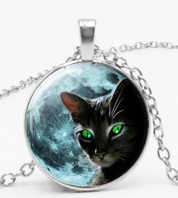 Halsband Katt Måne Wicca Pagan Halloween