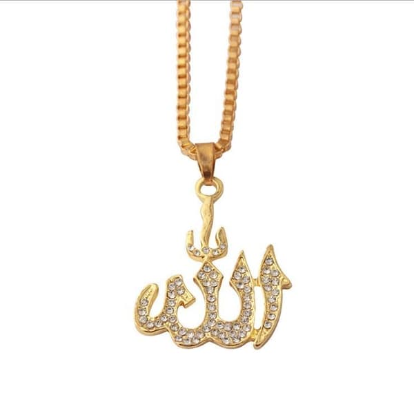 18 karat guldpläterad kedja Allah muslim Guld One-size