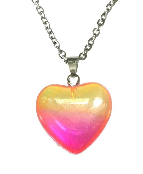 Halsband Hjärta Rosa/Gul Rostfritt stål Heart Solnedgång Kärlek