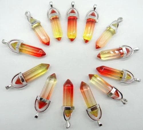 Necklace - Crystal Point - Orange/Yellow