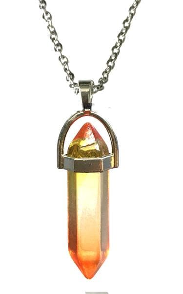 Necklace - Crystal Point - Orange/Yellow
