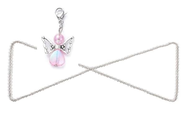 set halsband rosa ängel hänge