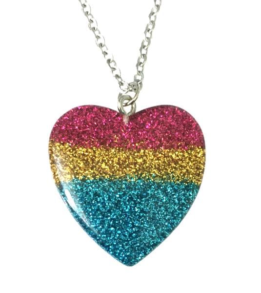 Halsband Hjärta Pan Regnbåge Pride Kärlek Heart Glitter