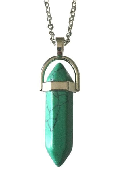 Necklace - Howlite - Green - Point