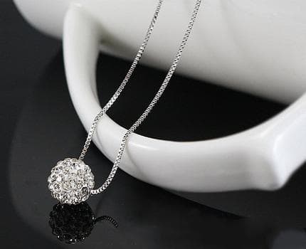 Necklace with full shinning diamond ball. 925 Sliver!!