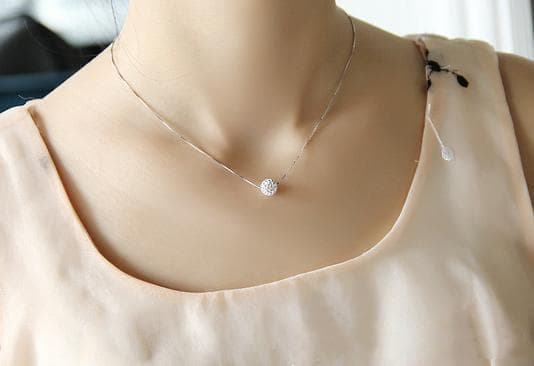 Necklace with full shinning diamond ball. 925 Sliver!!