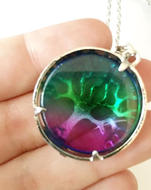 Necklace - Tree of Life - Green/Purple