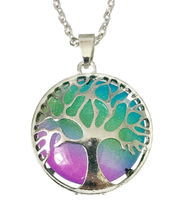 Halsband Livets Träd Lila/grön Tree Of Life Pagan Wicca Symbol