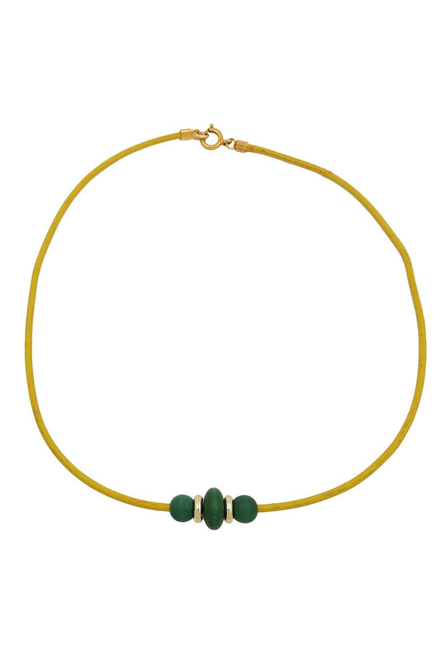 HALSBAND TRÄPÄRLOR LÄDERSLAD