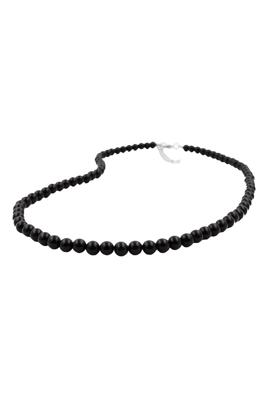 NECKLACE BEADS 6MM BLACK 45CM