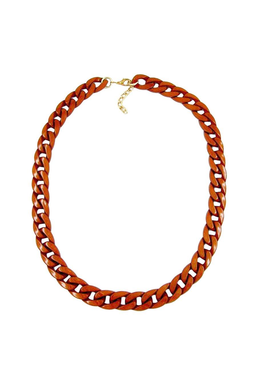 NECKLACE CURB CHAIN RED/BROWN SHINY