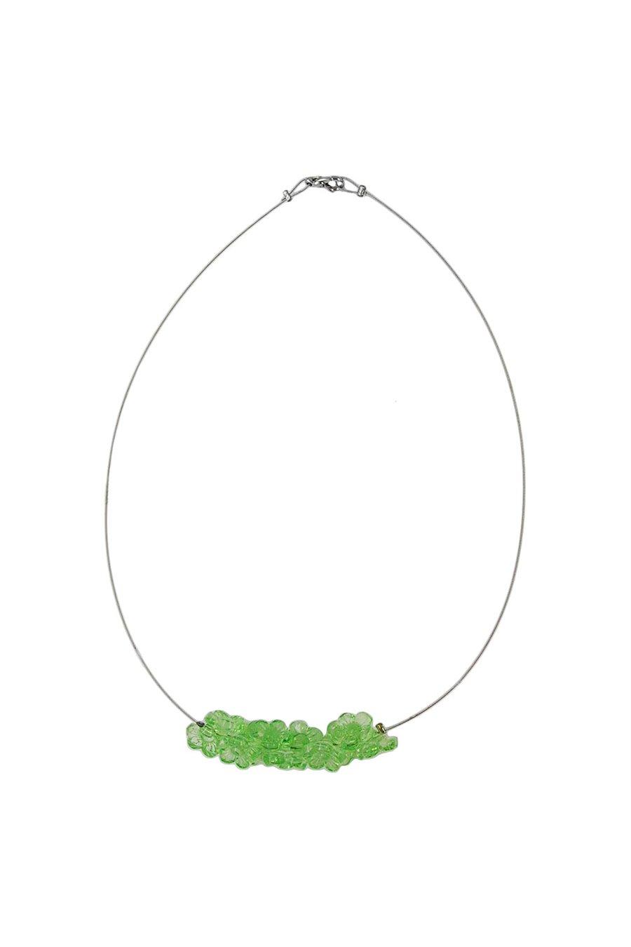 HALSBAND BLOMMPÄRLOR GRÖN TRANSPARANT