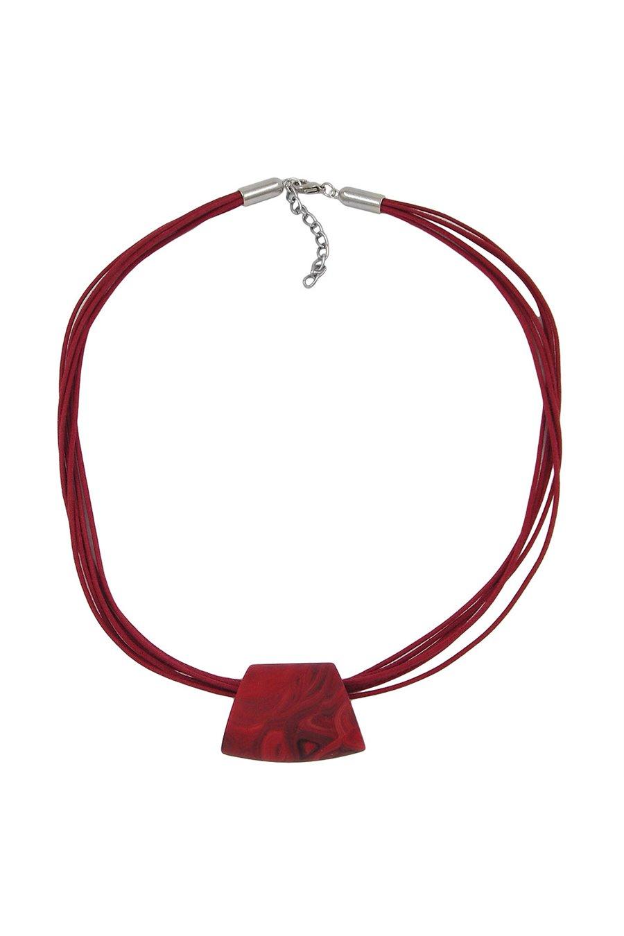 NECKLACE TRAPEZIUM RED-BLACK-MARBLED 50CM