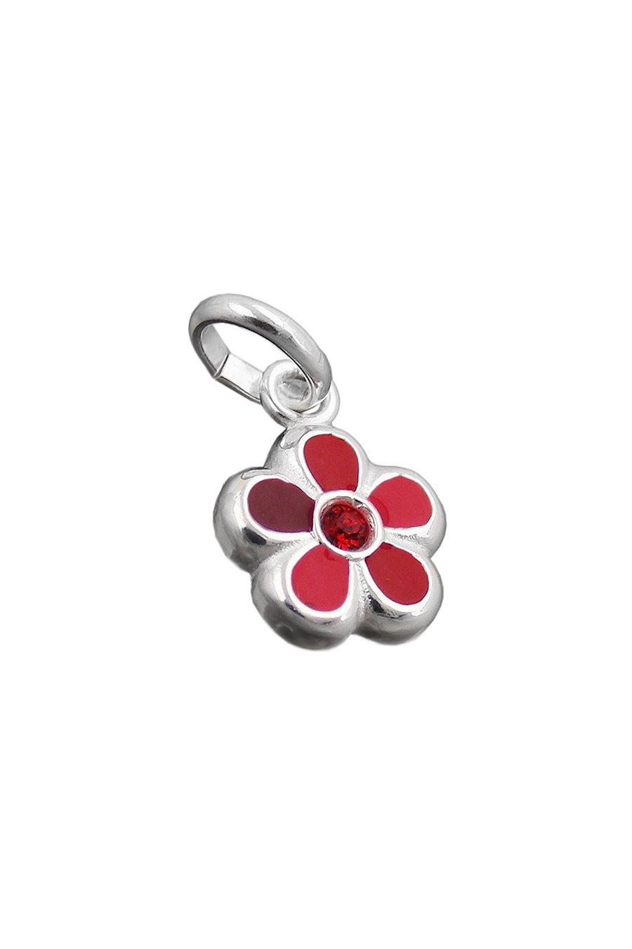PENDANT FOR CHILDREN RED FLOWER SILVER 925