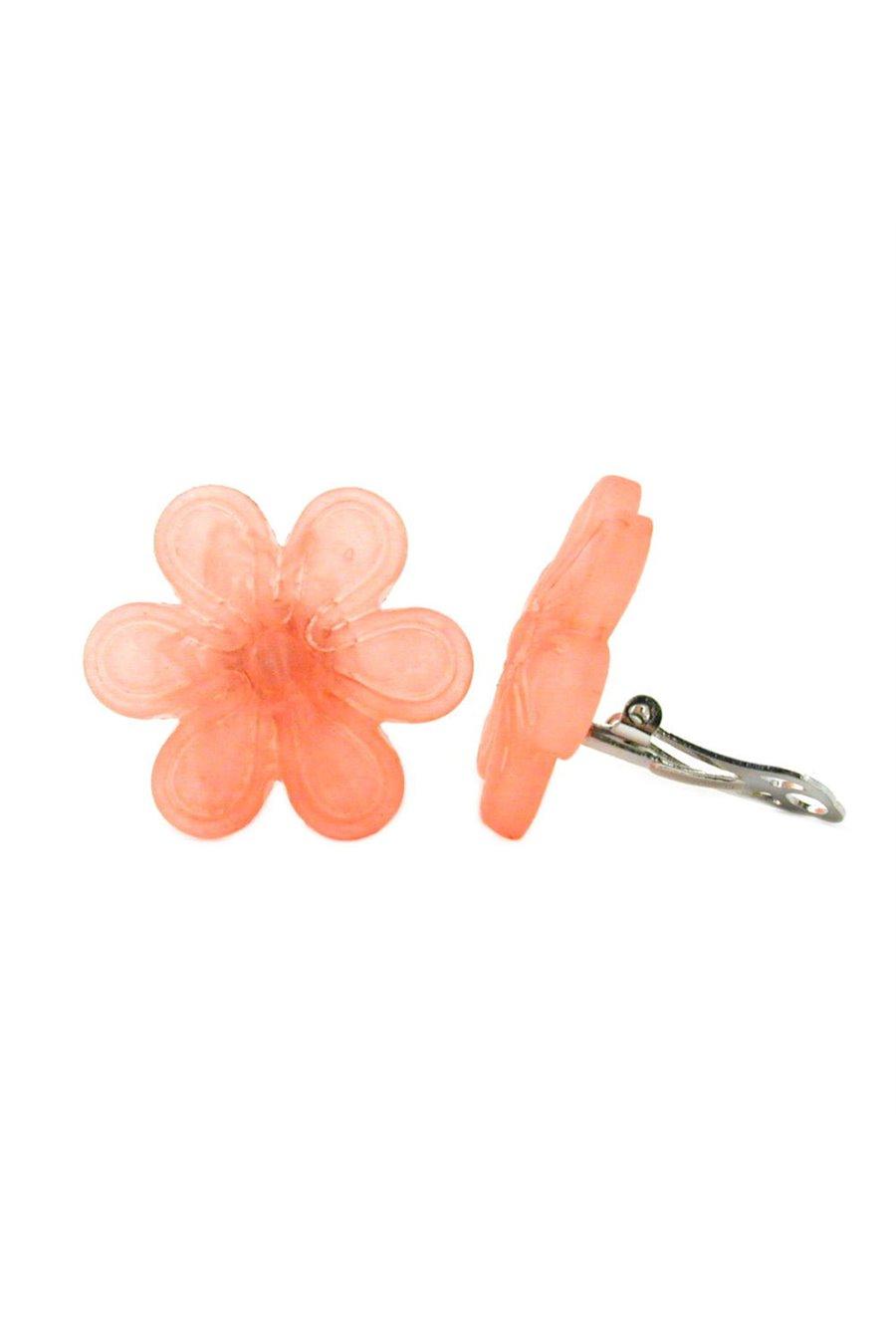 CLIP-ON ÖRHÄNGEN BLOMMA LJUSRÖD MAT