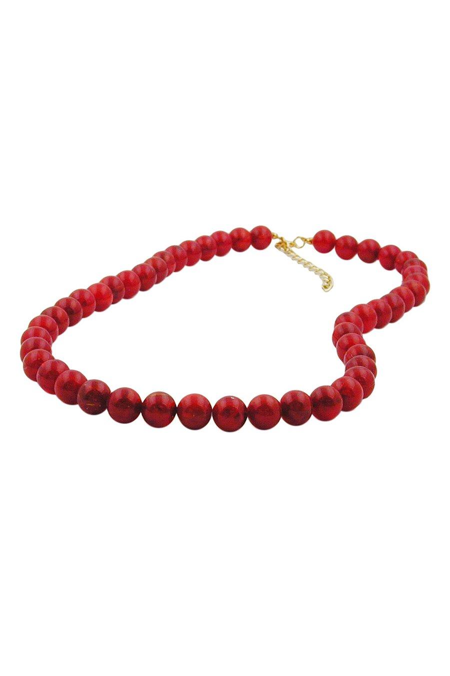 NECKLACE 10MM BEADS RASPBERRY-RED