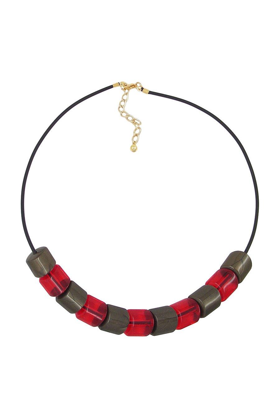 NECKLACE BEADS RED-GOLD 45CM