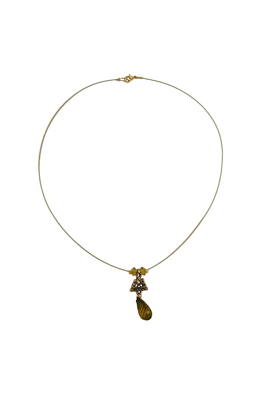 HALSBAND HÄNGE FACETERAT DROPPE PÄRLA OLIVGRÖN