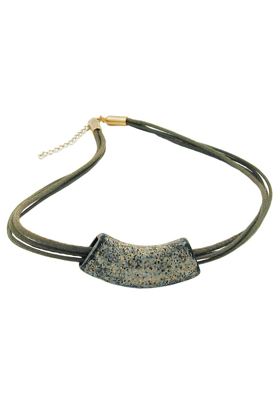 HALSBAND RÖR PLAT-GUL STENOLIV 50CM