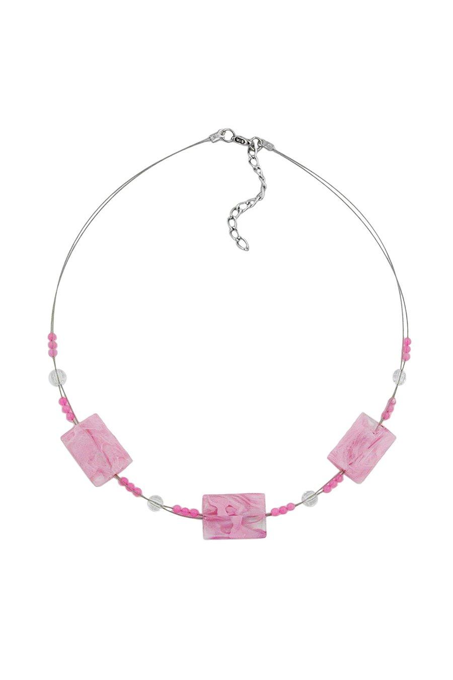 HALSBAND REKTANGEL PÄRLOR ROSA MARMORERADE 45CM