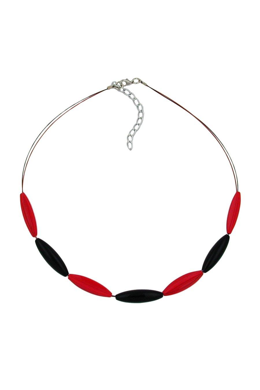 HALSBAND RÖDA OCH SVART OLIVFORMADE PÄRLOR