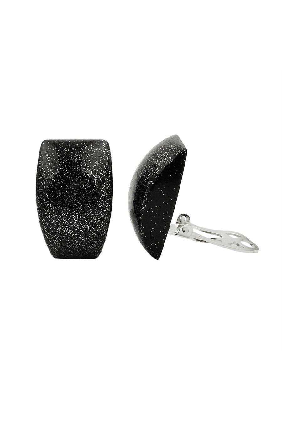 ÖRHÄNGEN CLIP-ON TRAPEZIUM SVART TINSEL