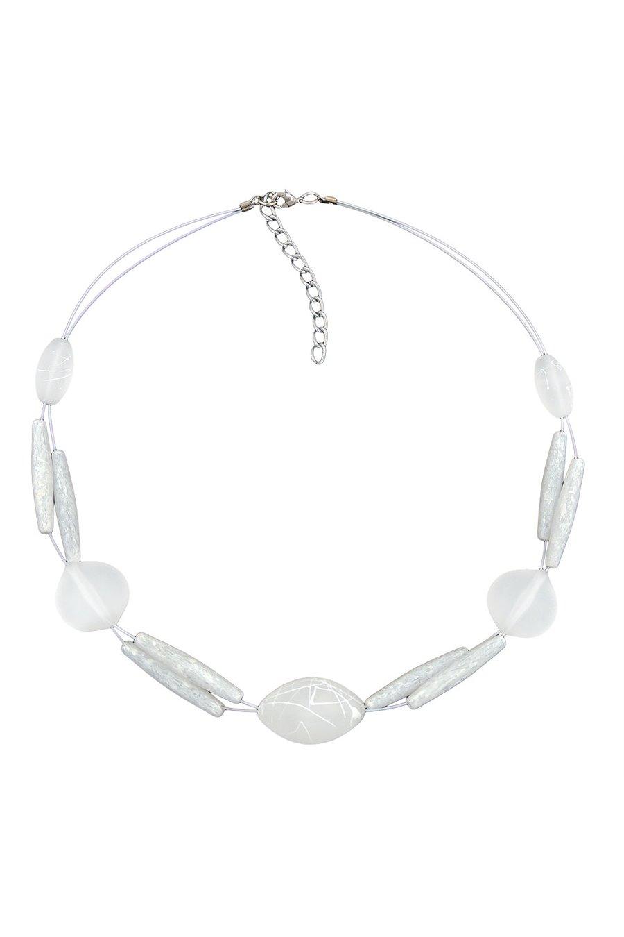 HALSBAND VITA FROSTAD PÄRL PÅ VITBELAGD FLEXIBEL TRÅD