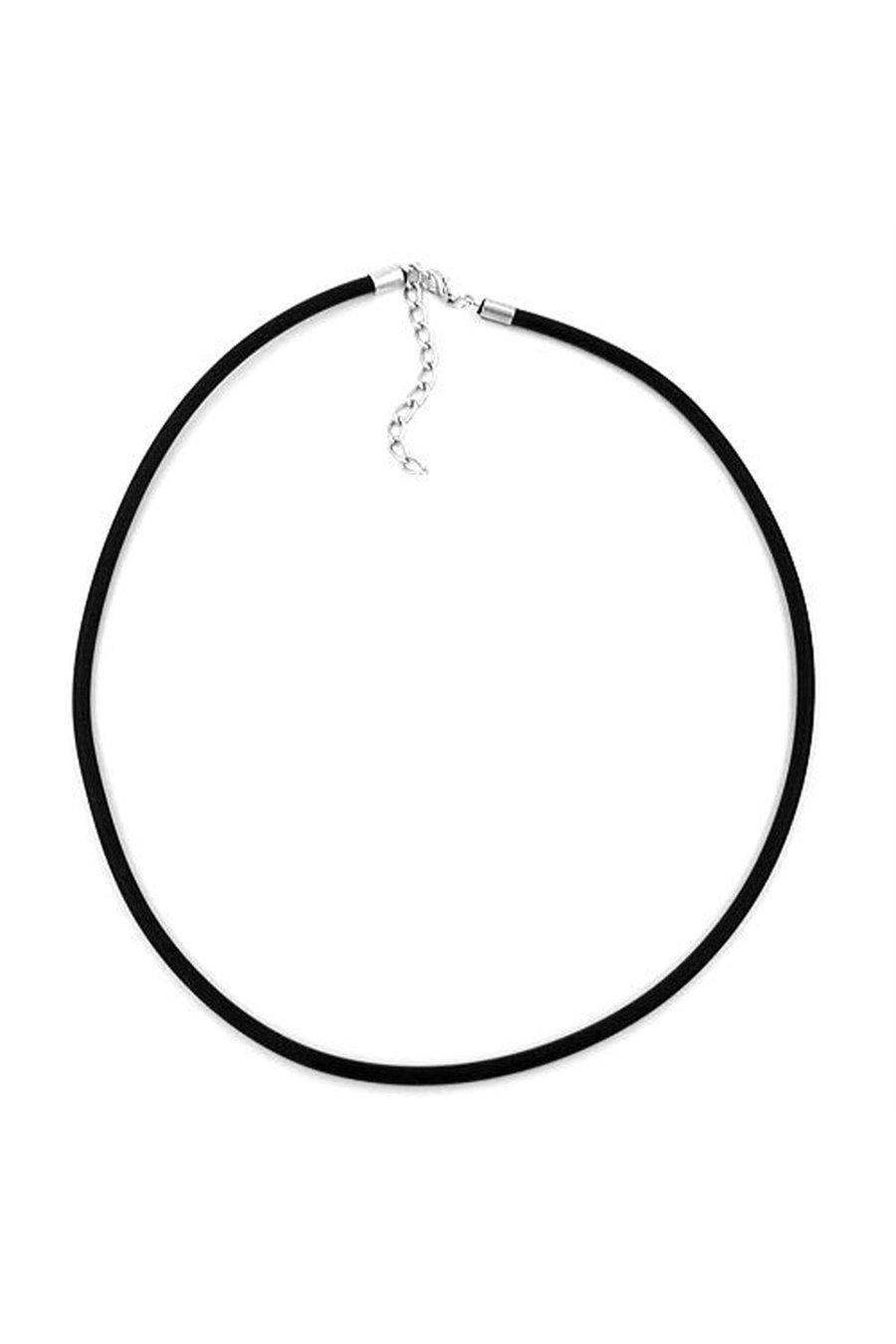 HALSBAND 4MM GUMMIBAND SILVERFÄRGT LÄS 50CM