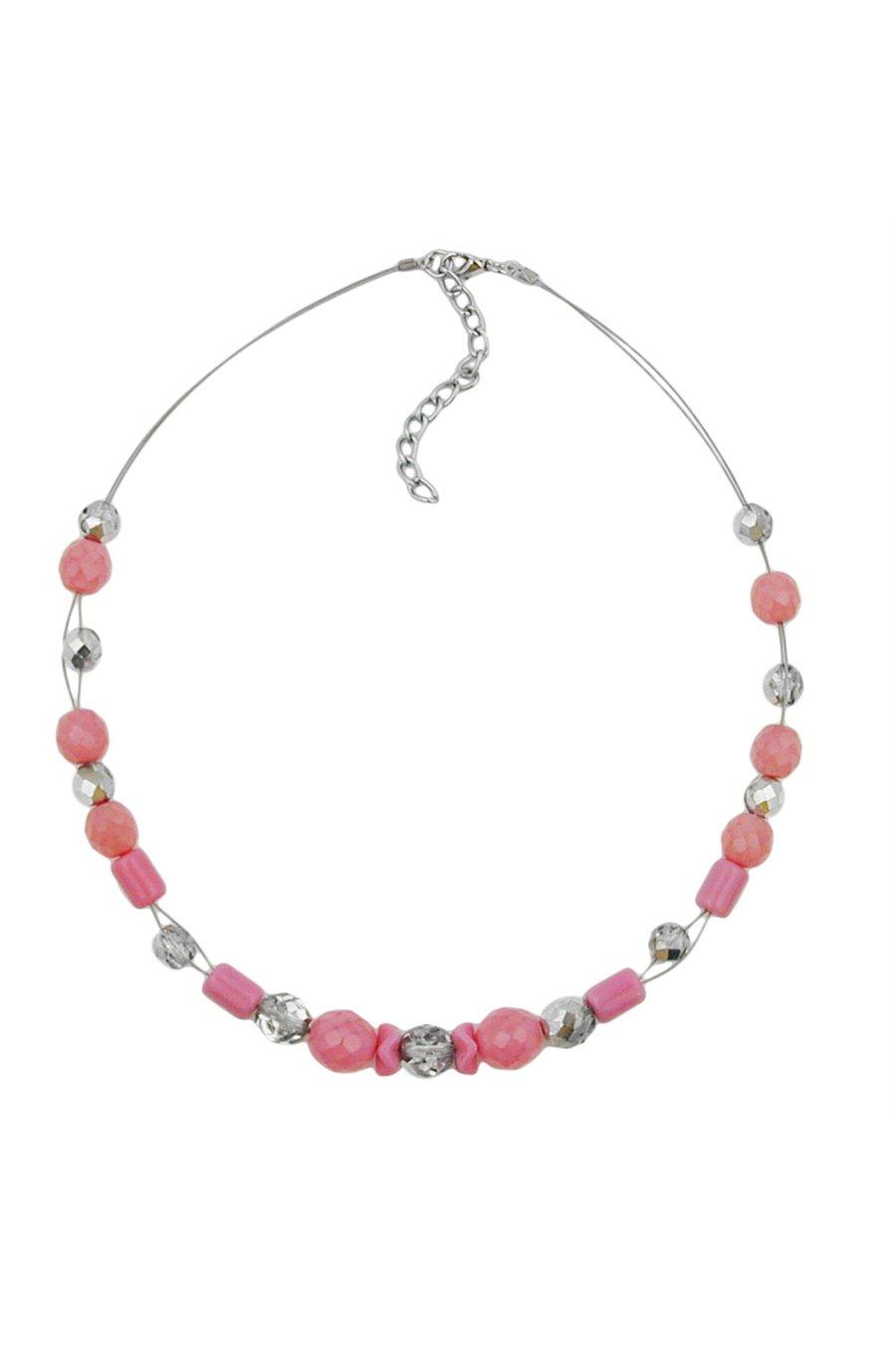 HALSBAND ROSA OCH SILVERSPEGLADE GLASPÄRLOR