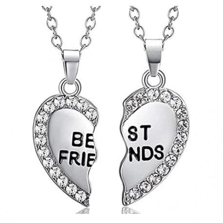 Halskæde Friendship Heart graveret Rhinestone