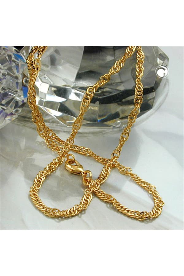 Necklace 3mm Singapore Chain Diamond Cut Gold Plated Amd 50cm - GL218000-50