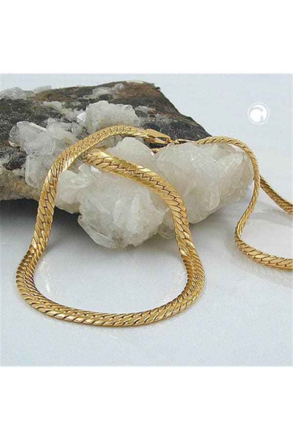 Necklace 5mm Oval Pressed Flat Curb Chain Gold Plated Amd 50cm - GL206001-50